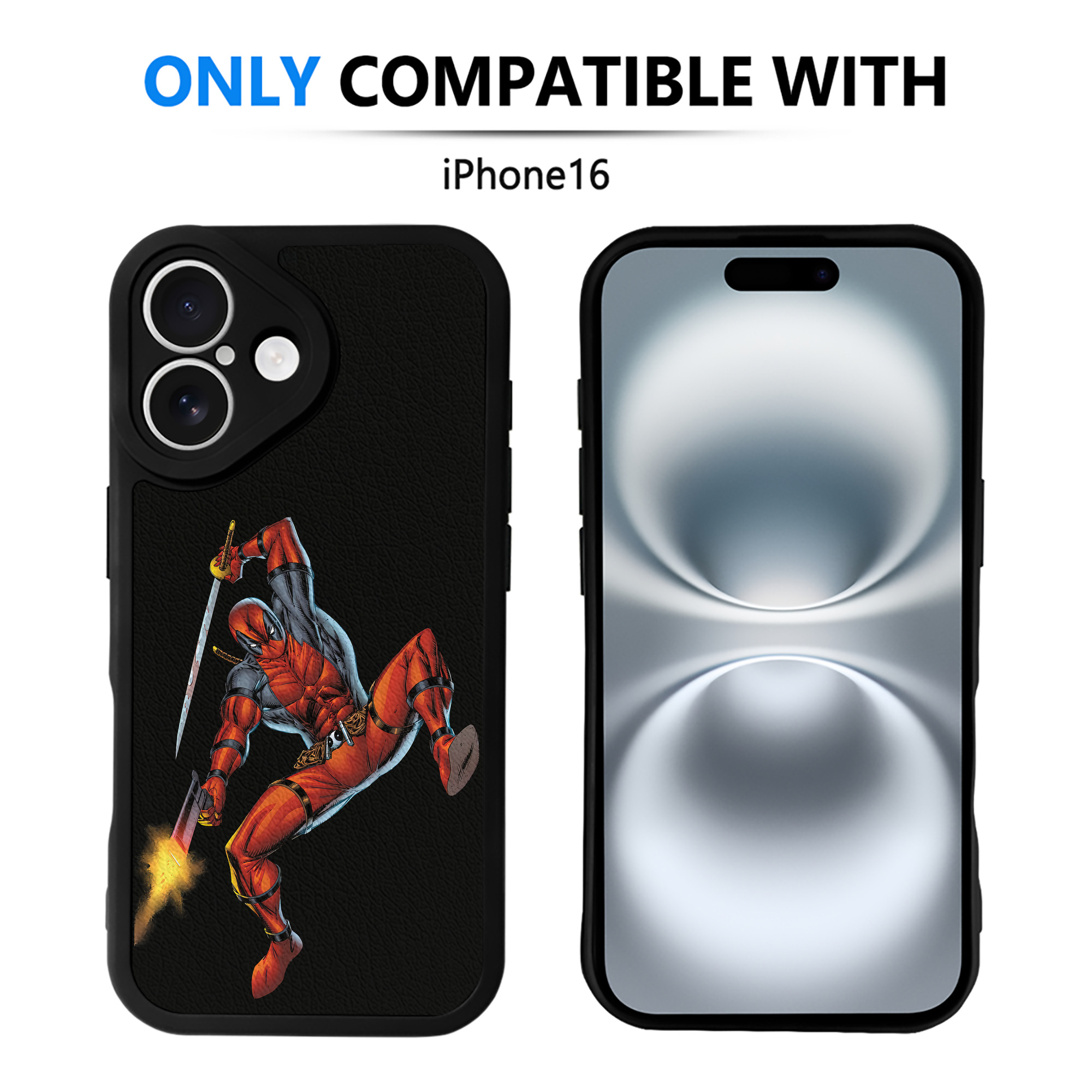 （画像用） Deadpool デッドプール 【iPhone 16シリーズ対応】シリコンスマホケース（レザー調） 材質：シリコン